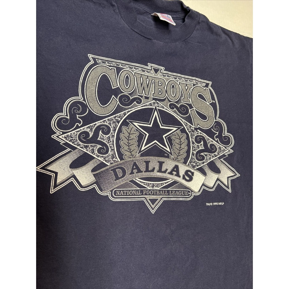 Jerzees Dallas Cowboy's T-Shirt 1995 Era Vintage Men's Large Bold Print - Picture 3 of 14